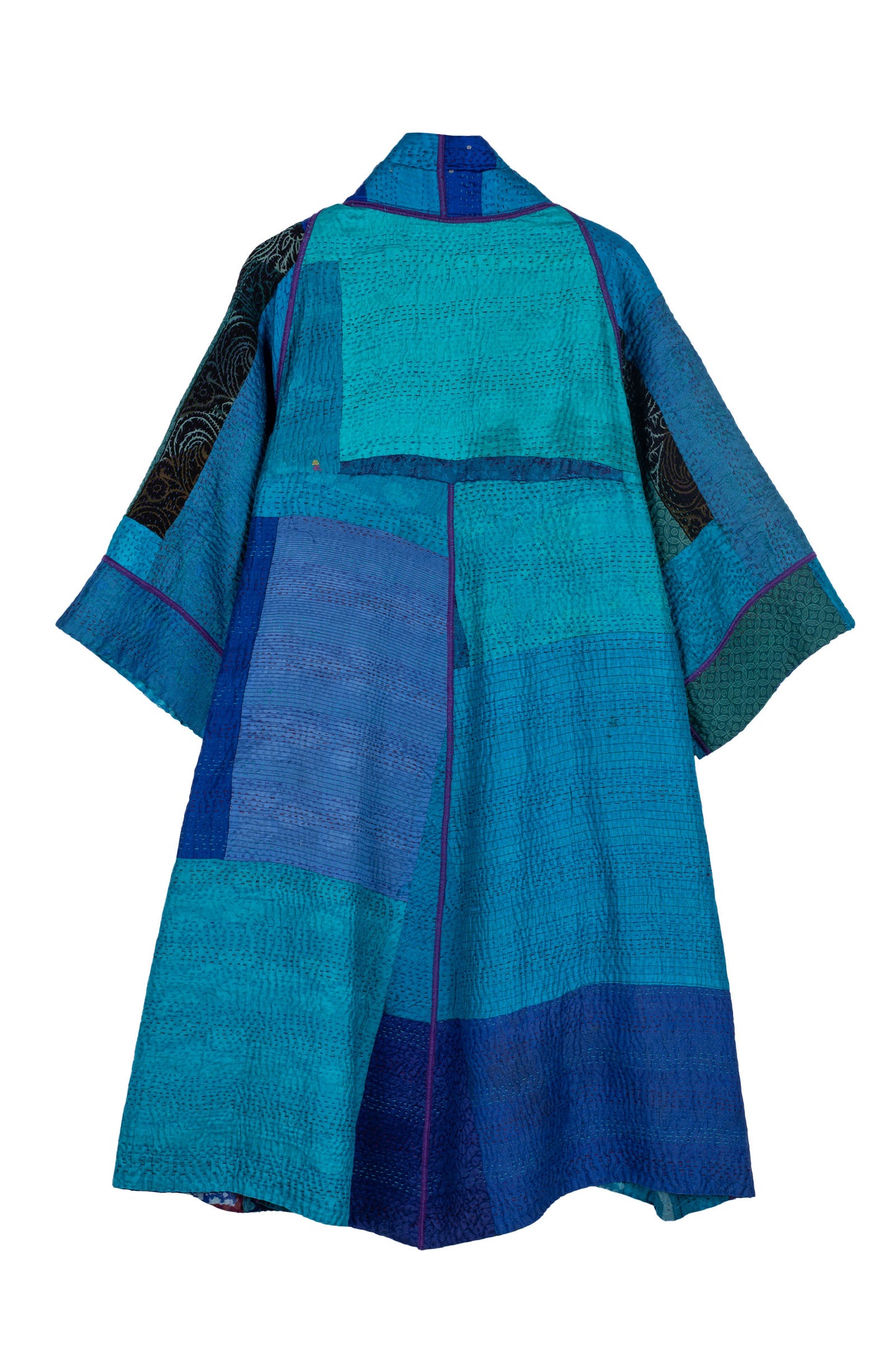 JACQUARD SILK KANTHA  3/4 SLV. A-LINE DUSTER