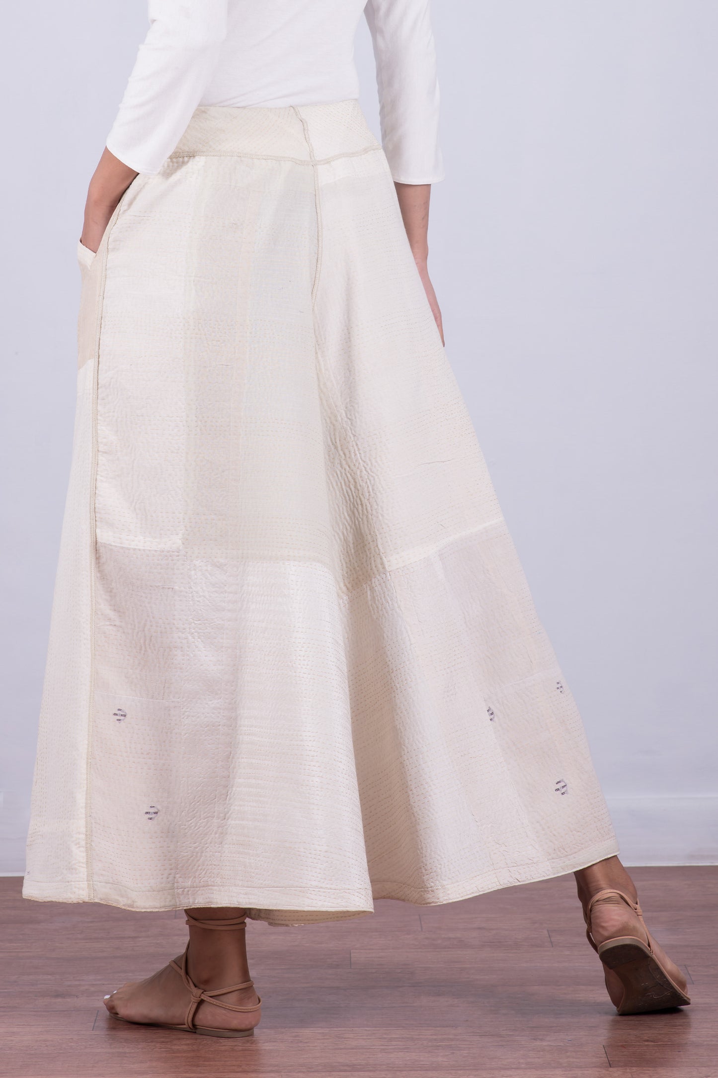 JAIPUR WHITE KANTHA WIDE LEG PANTS