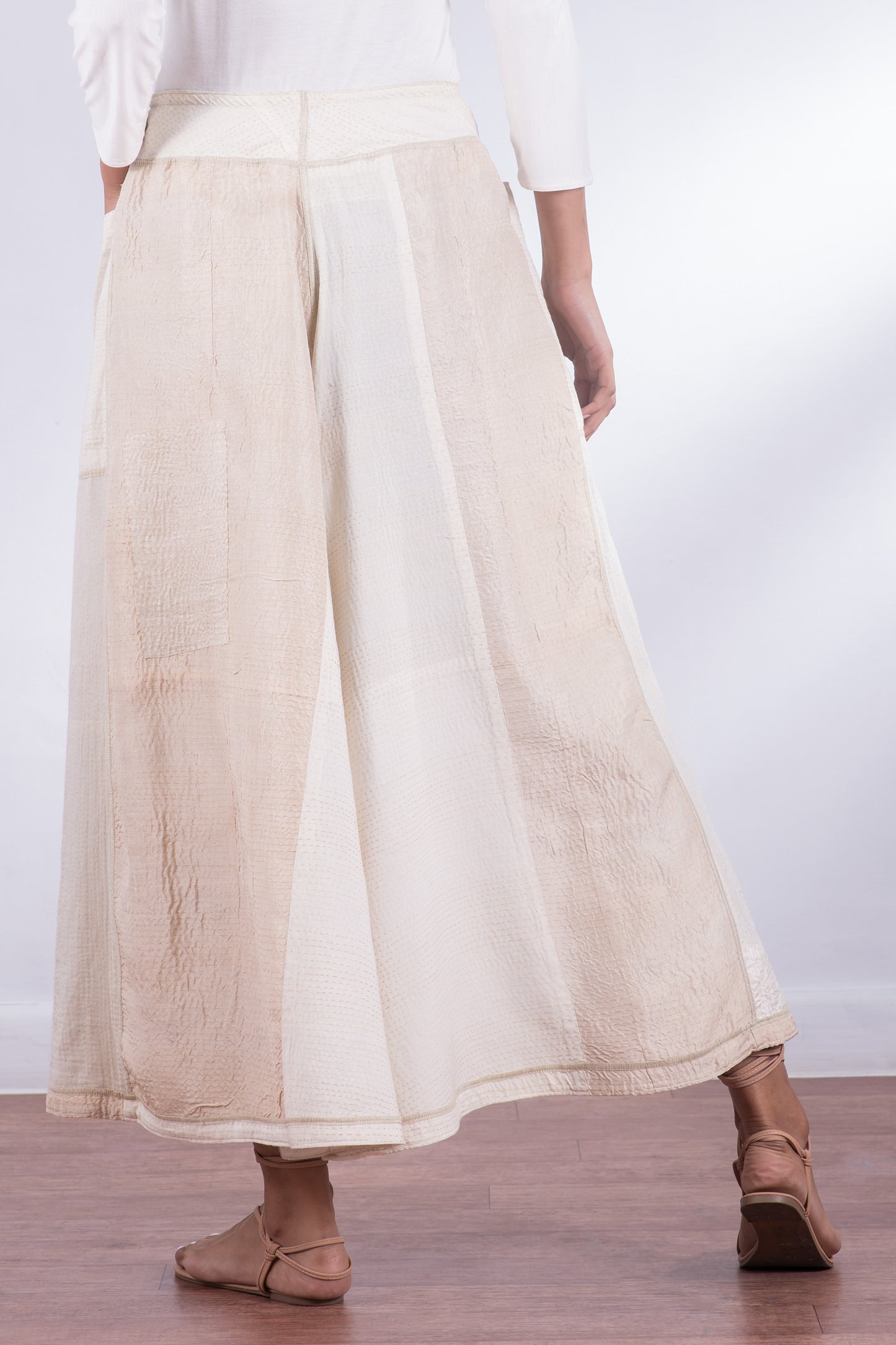 JAIPUR WHITE KANTHA WIDE LEG PANTS