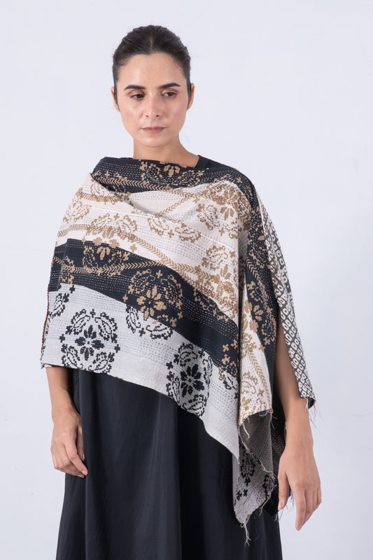 KIMONO COTTON KANTHA WIDE CAPE