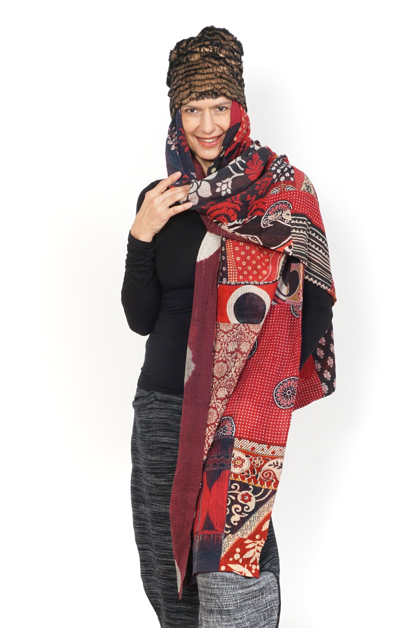 KANTHA CASK STOLE HAT BY KYOKO MURAYAMA