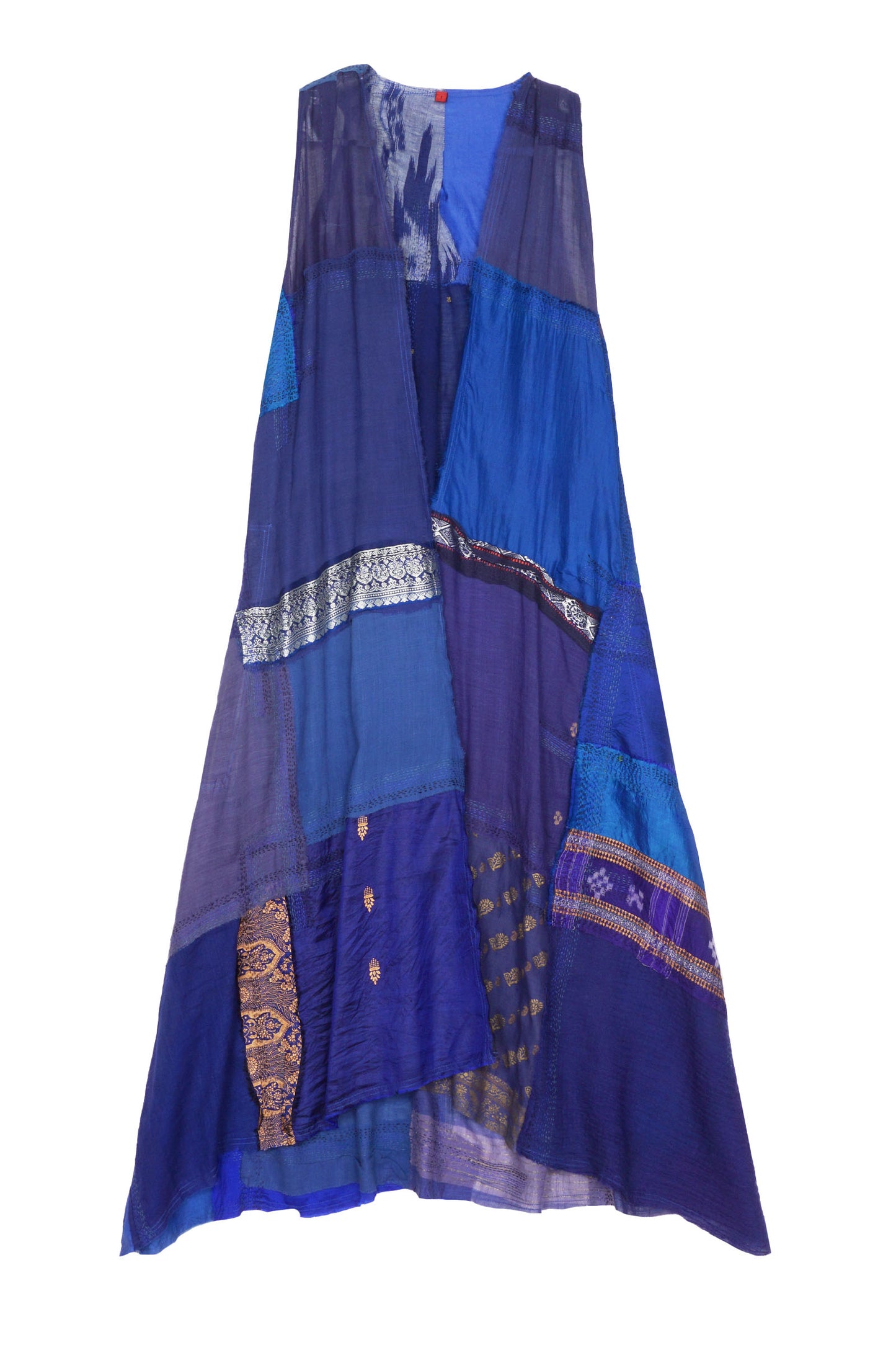 MOSAIC TILE PATCH KANTHA BACK PLEATED VEST MAXI