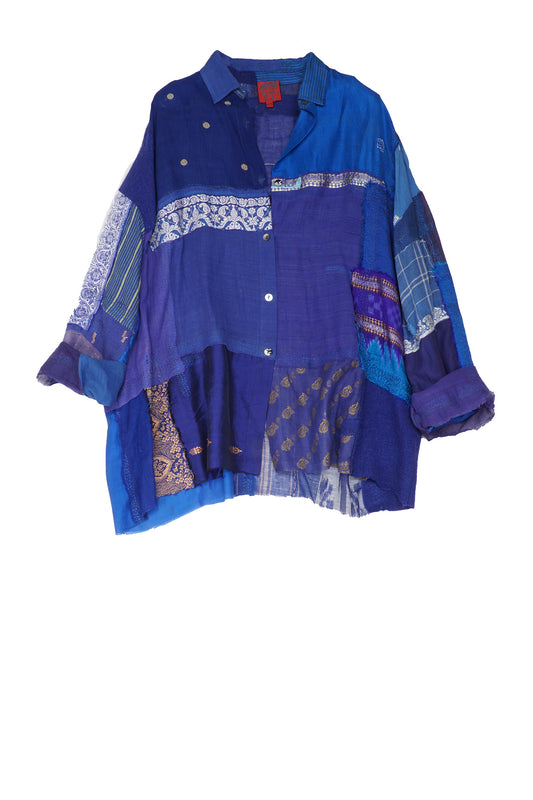 MOSAIC TILE PATCH KANTHA CAMP SHIRT