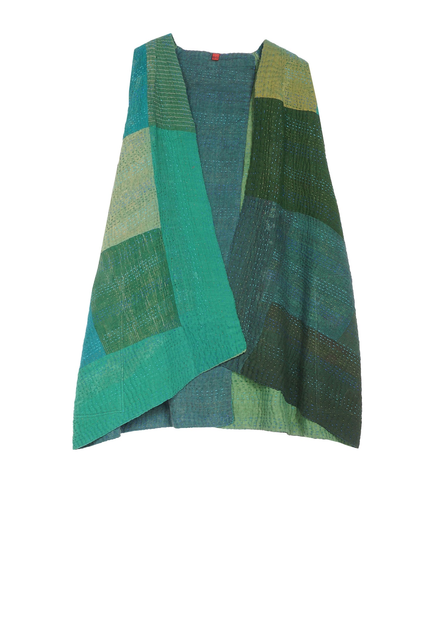 OMBRE PATCHED KANTHA BACK PLEATED VEST SHORT