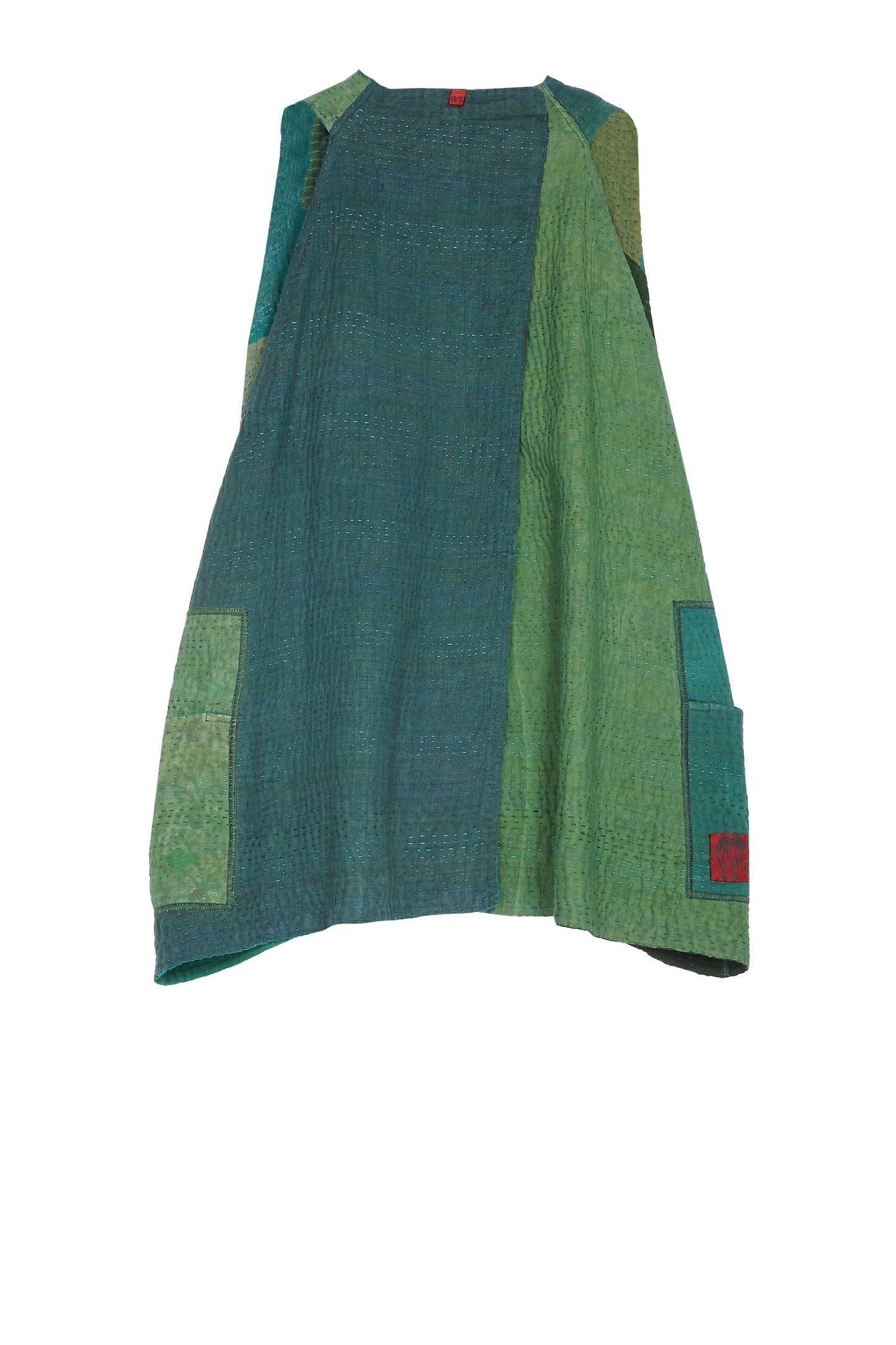 OMBRE PATCHED KANTHA BACK PLEATED VEST SHORT