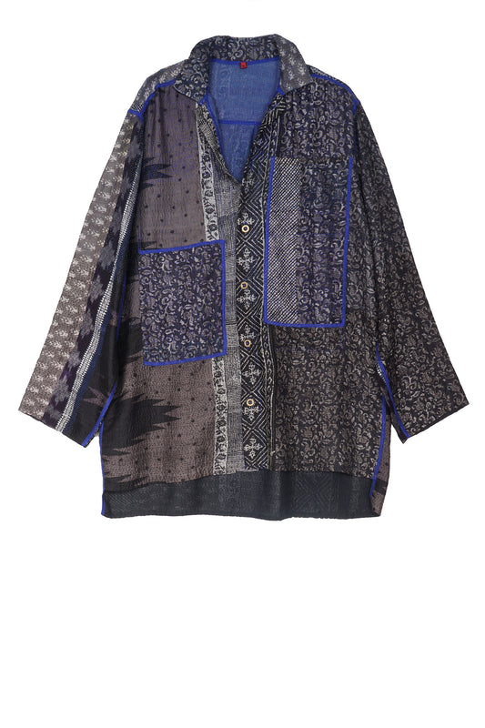 SILK COTTON OMBRE PRINT KANTHA SHIRT JKT