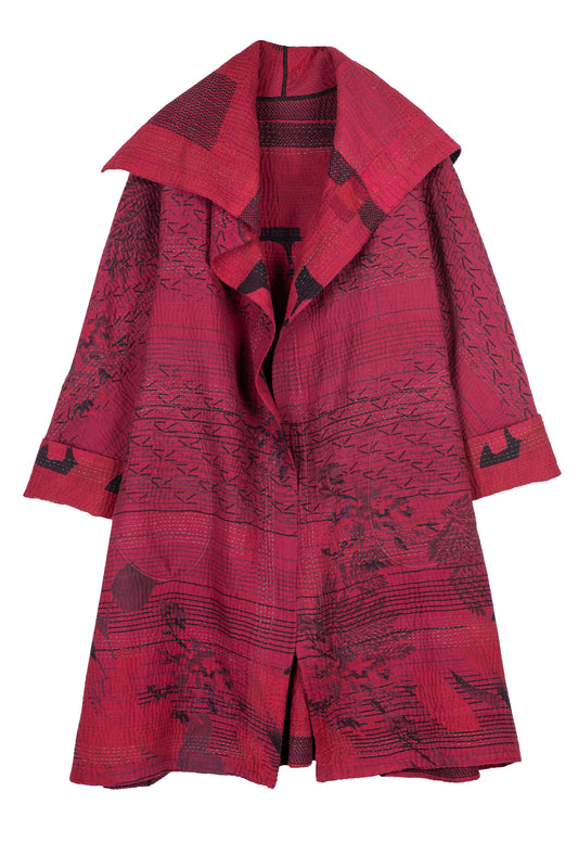 COTTON OVER DYE KANTHA A-LINE COAT