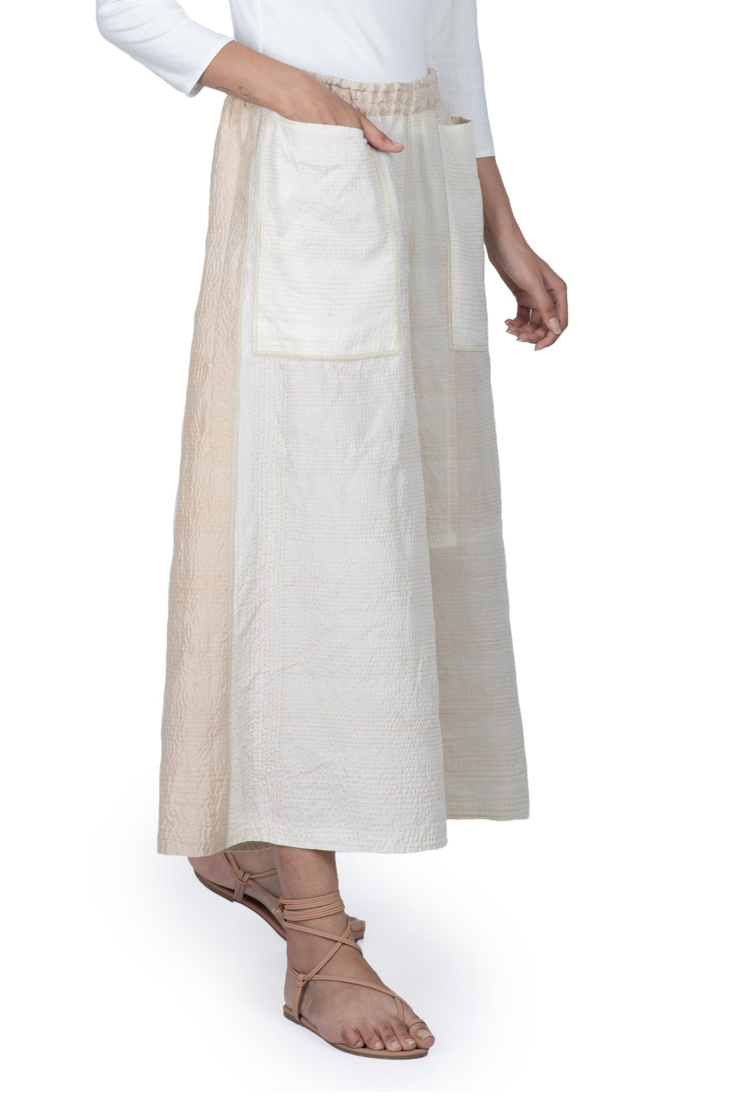 JAIPUR WHITE KANTHA DRAW STRING GAUCHO