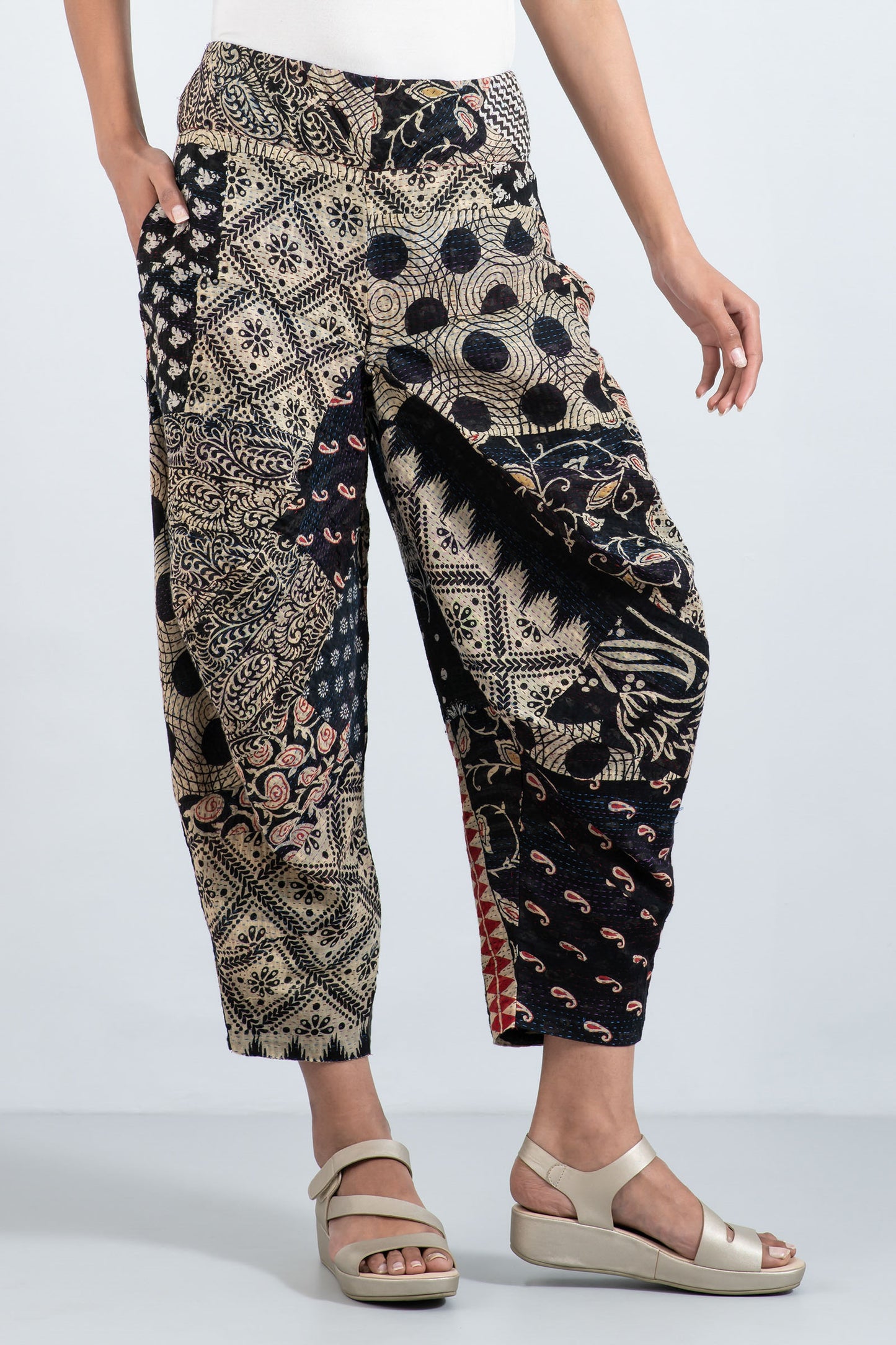 PATCHED PRINT KANTHA YAMAHA PANTS