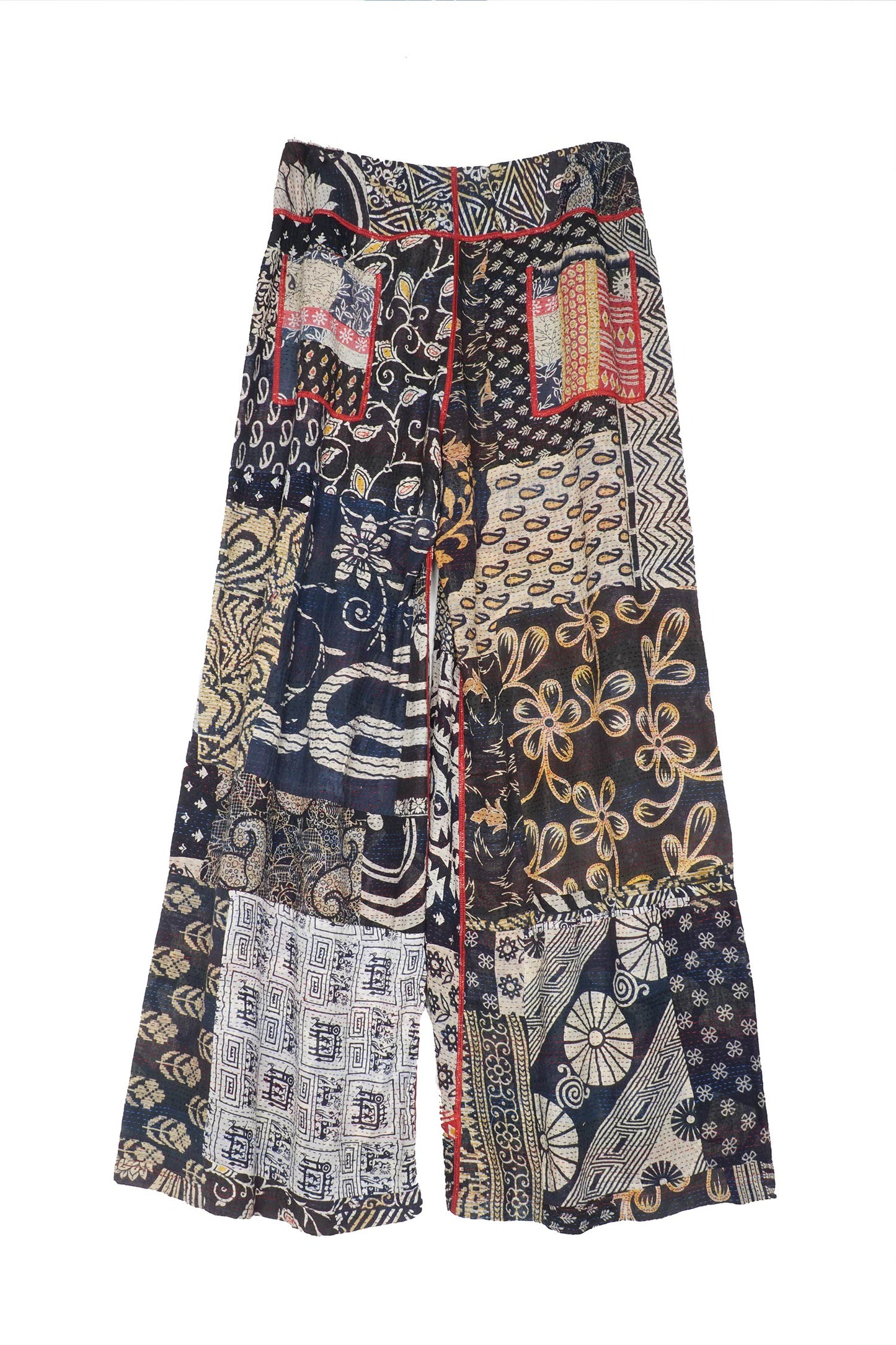 PATCHED PRINT W VINTAGE BACKING KANTHA GAUCHO TALL