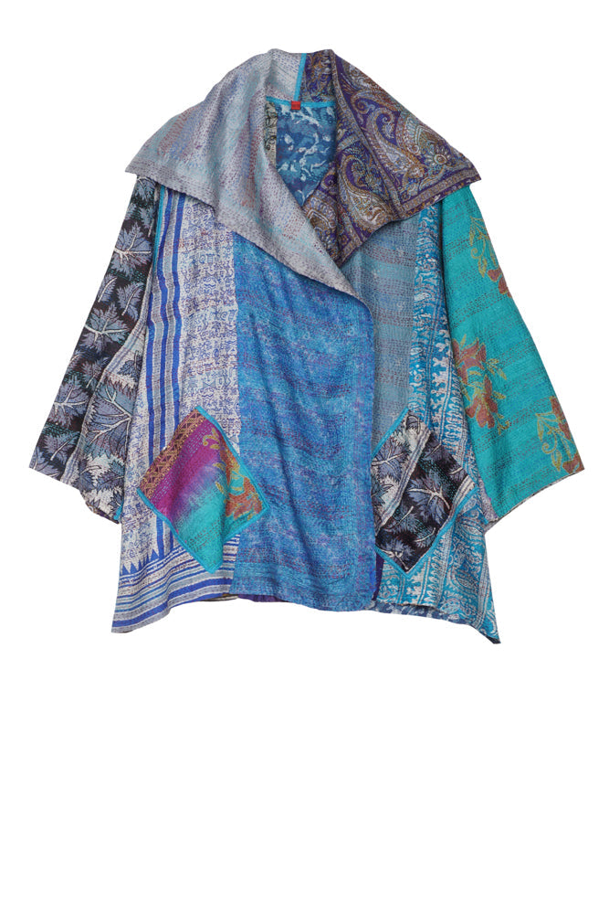 VINTAGE SILK KANTHA FLARE JKT