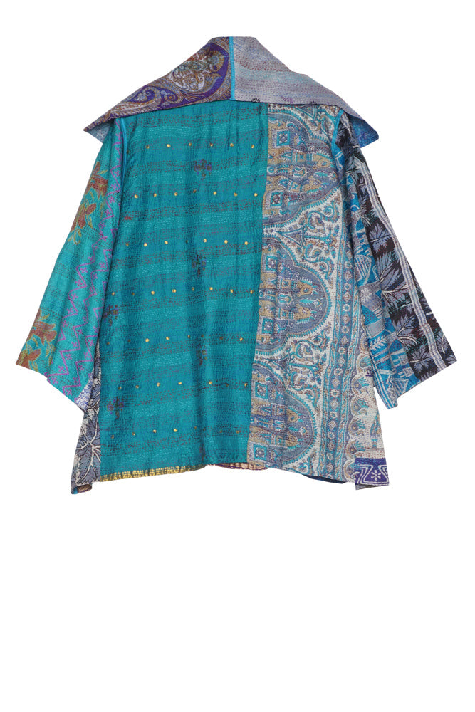 VINTAGE SILK KANTHA FLARE JKT