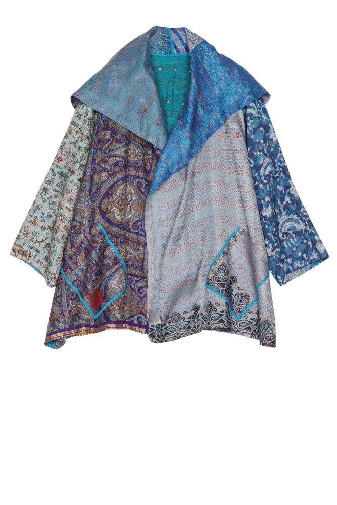 VINTAGE SILK KANTHA FLARE JKT