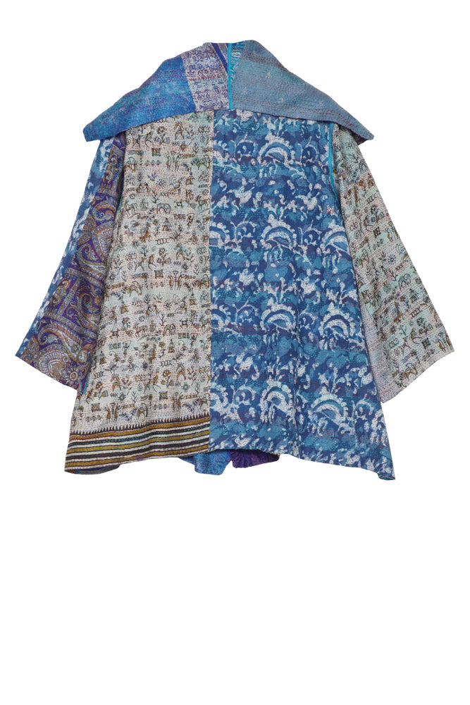 VINTAGE SILK KANTHA FLARE JKT