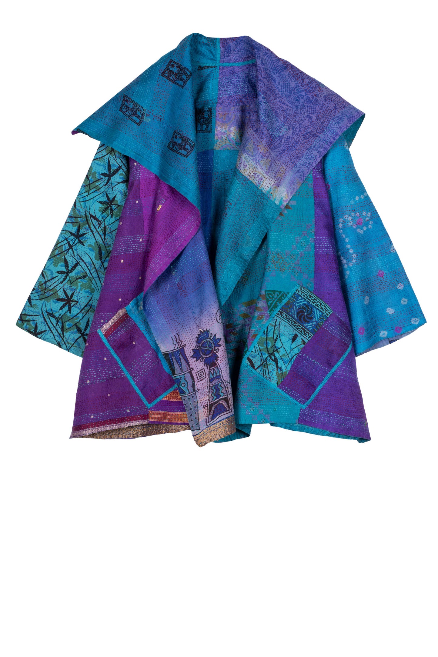 VINTAGE SILK KANTHA FLARE JKT