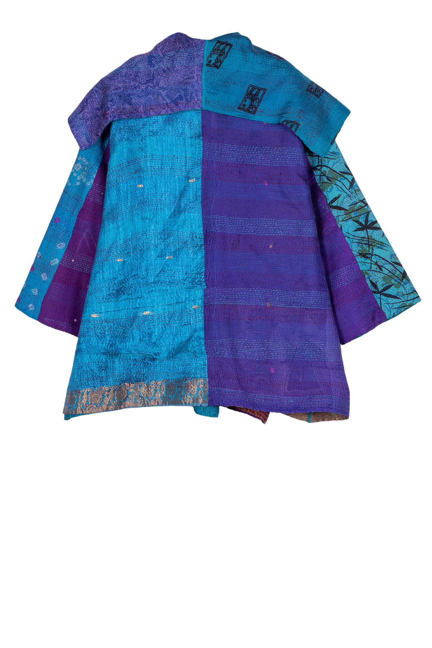 VINTAGE SILK KANTHA FLARE JKT