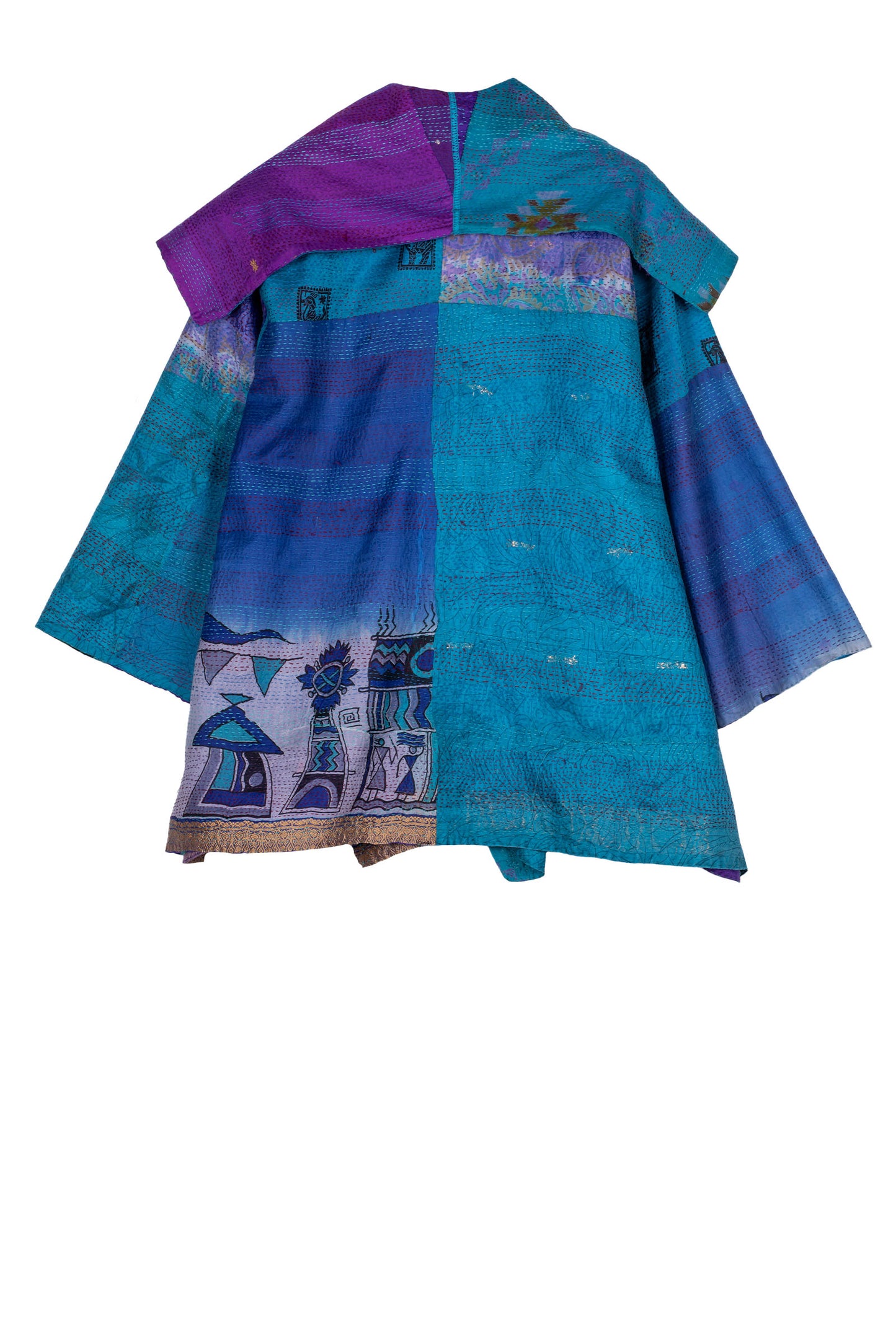 VINTAGE SILK KANTHA FLARE JKT