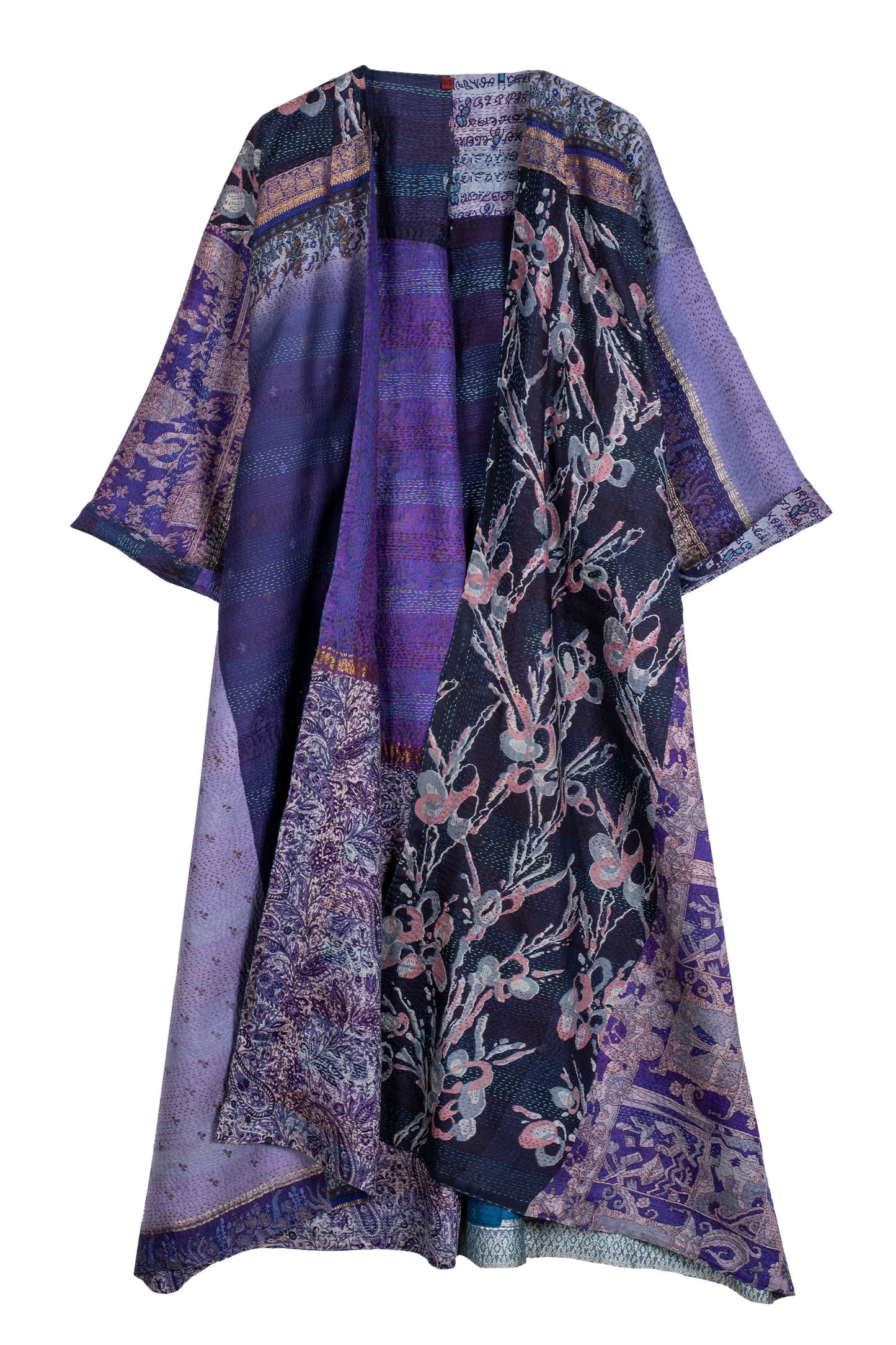 VINTAGE SILK KANTHA KIMONO MAXI