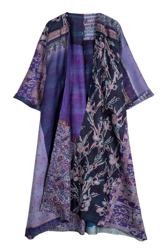 VINTAGE SILK KANTHA KIMONO MAXI