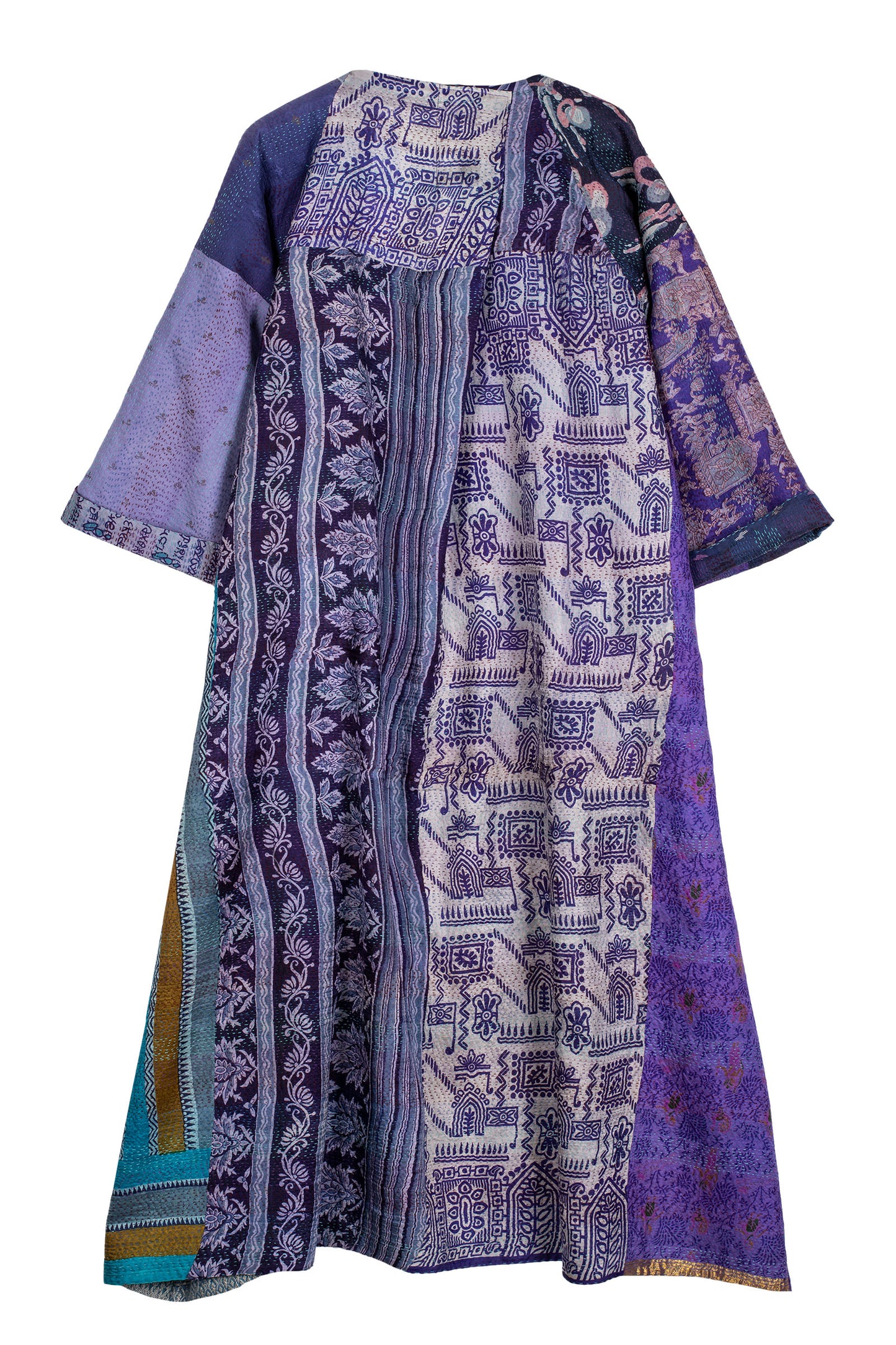 VINTAGE SILK KANTHA KIMONO MAXI