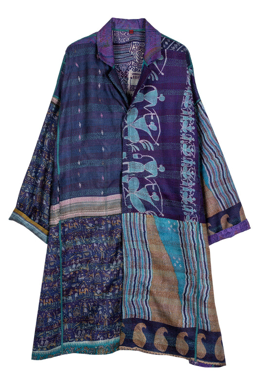 VINTAGE SILK KANTHA OVERSIZED MEDIUM COAT