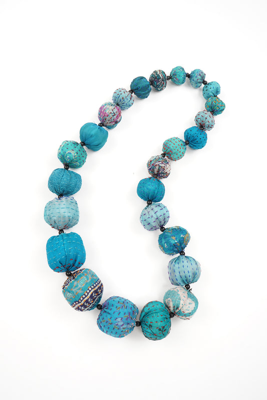 VINTAGE SILK KANTHA NUTS MEDIUM NECKLACE