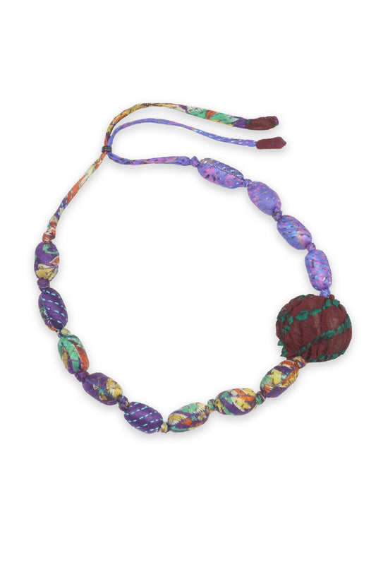 VINTAGE SILK KANTHA SEA URCHIN SHORT NECKLACE