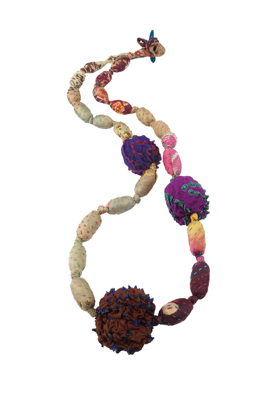 VINTAGE SILK KANTHA SEA URCHIN MEDIUM NECKLACE