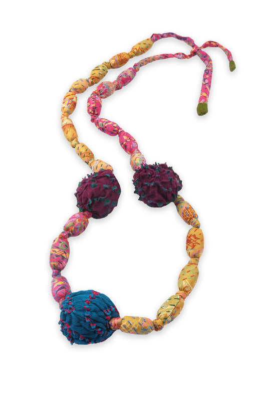 VINTAGE SILK KANTHA SEA URCHIN MEDIUM NECKLACE