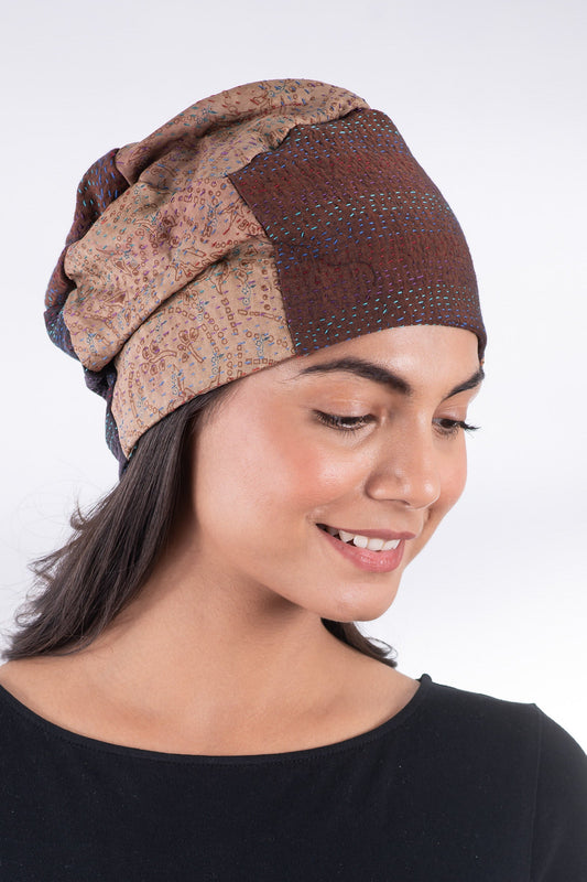 VINTAGE SILK KANTHA PATCHWORK HAT