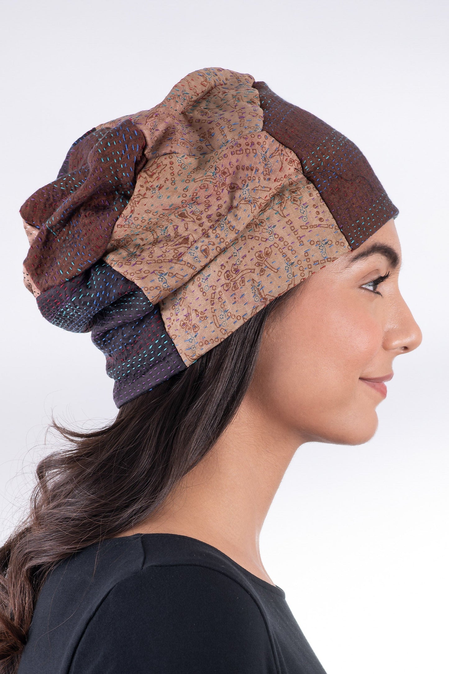 VINTAGE SILK KANTHA PATCHWORK HAT