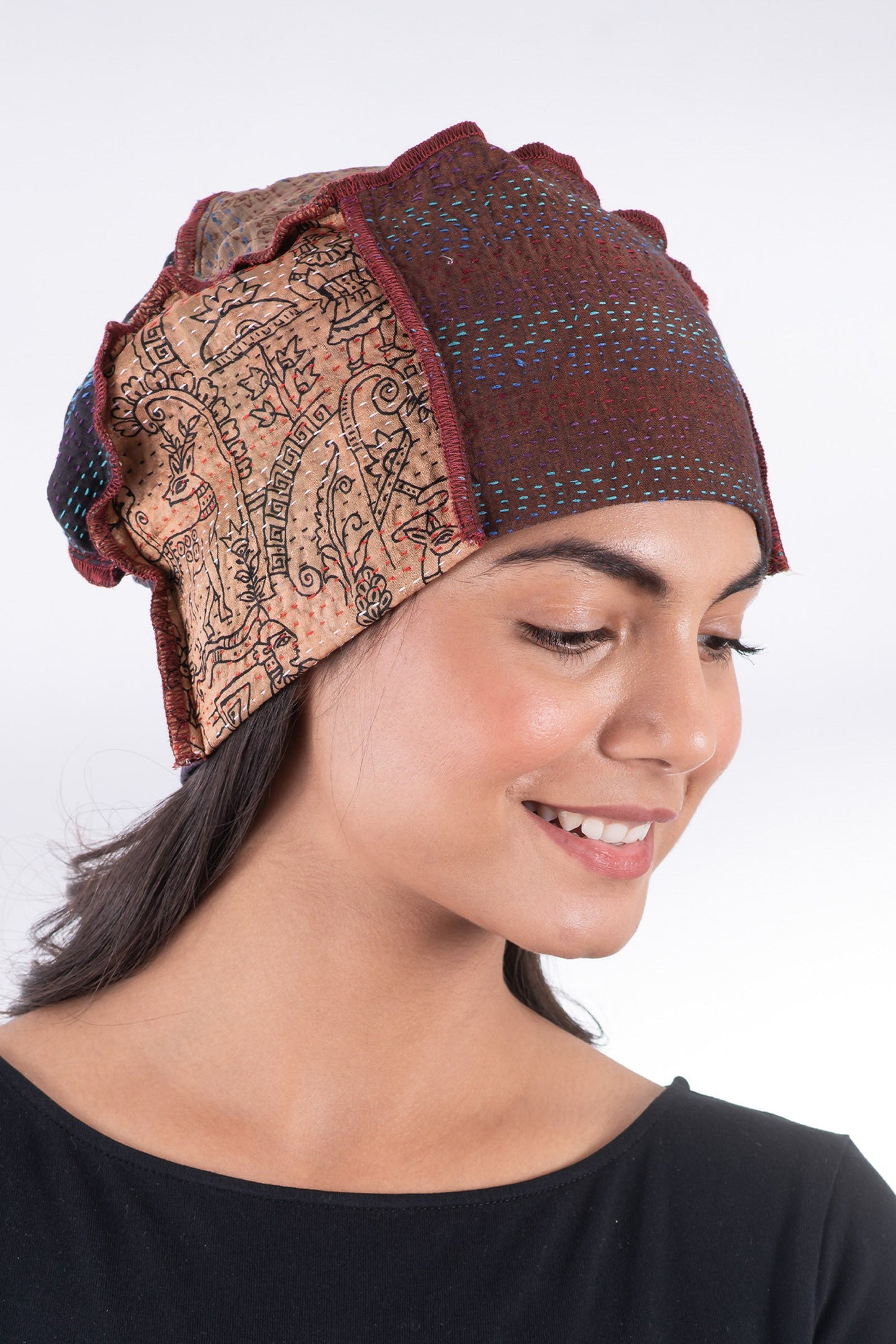 VINTAGE SILK KANTHA PATCHWORK HAT