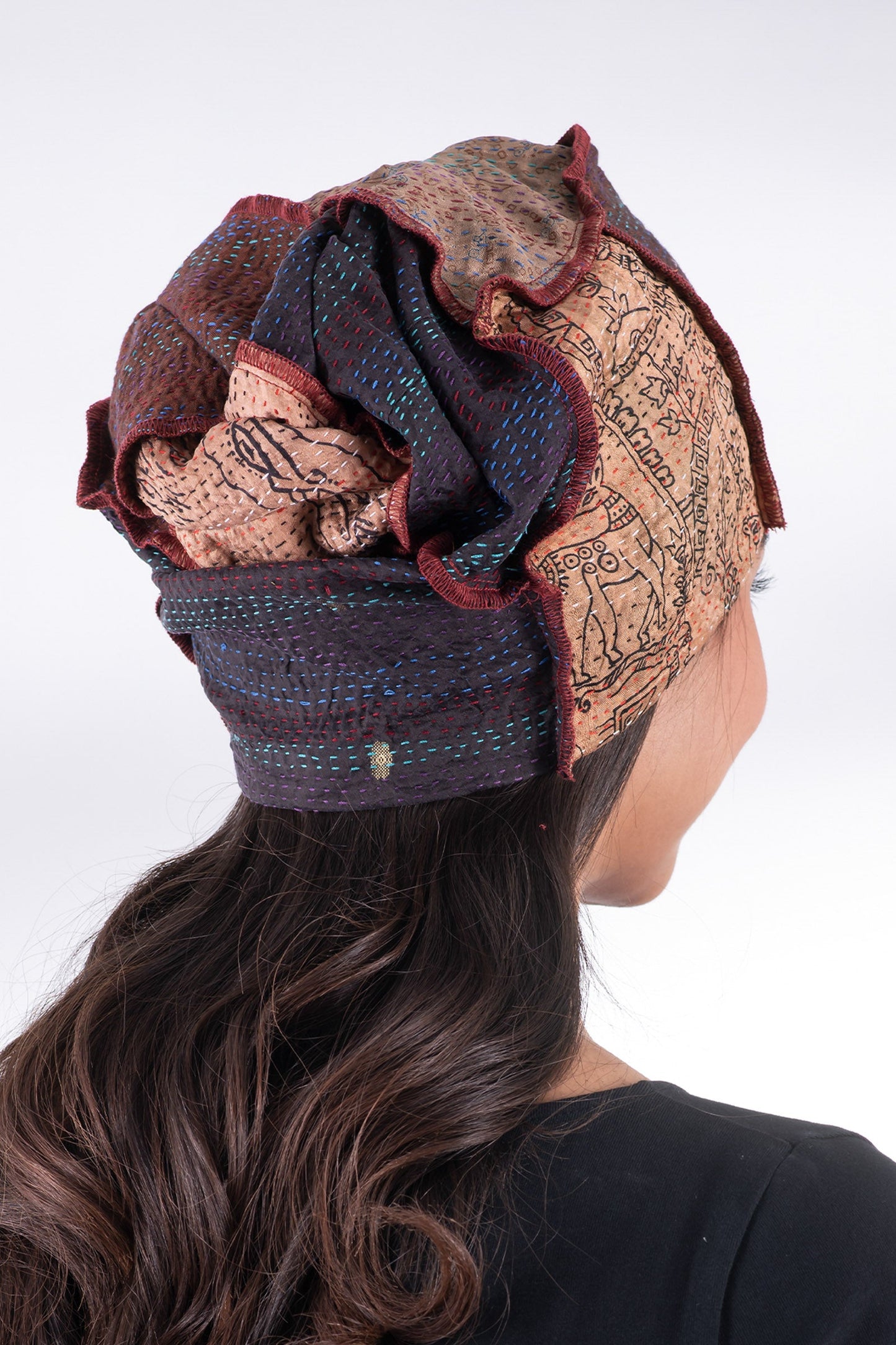 VINTAGE SILK KANTHA PATCHWORK HAT