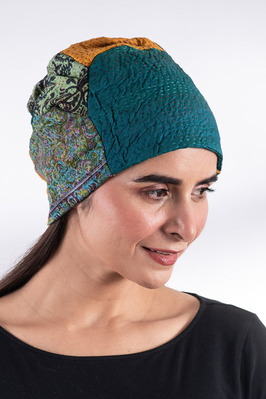 VINTAGE SILK KANTHA PATCHWORK HAT