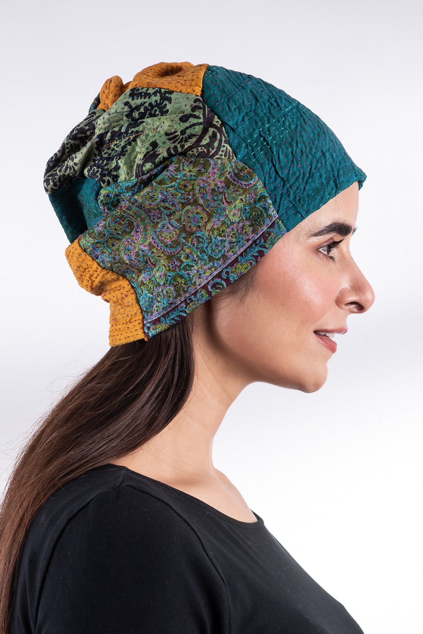 VINTAGE SILK KANTHA PATCHWORK HAT