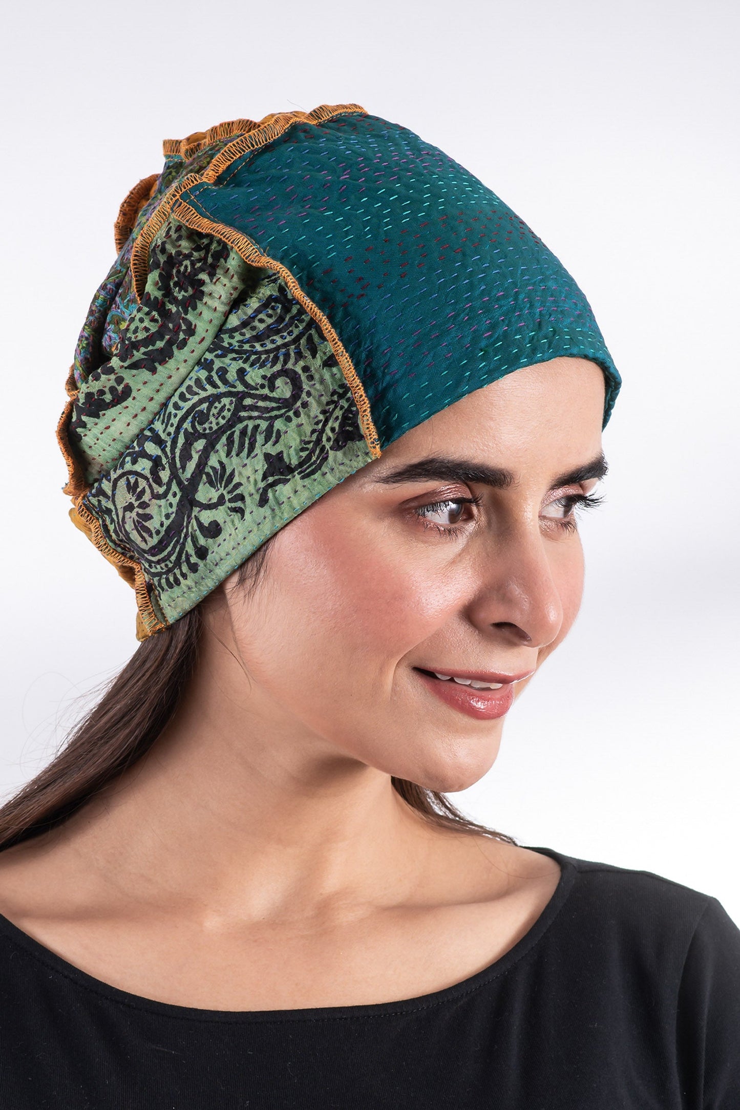 VINTAGE SILK KANTHA PATCHWORK HAT