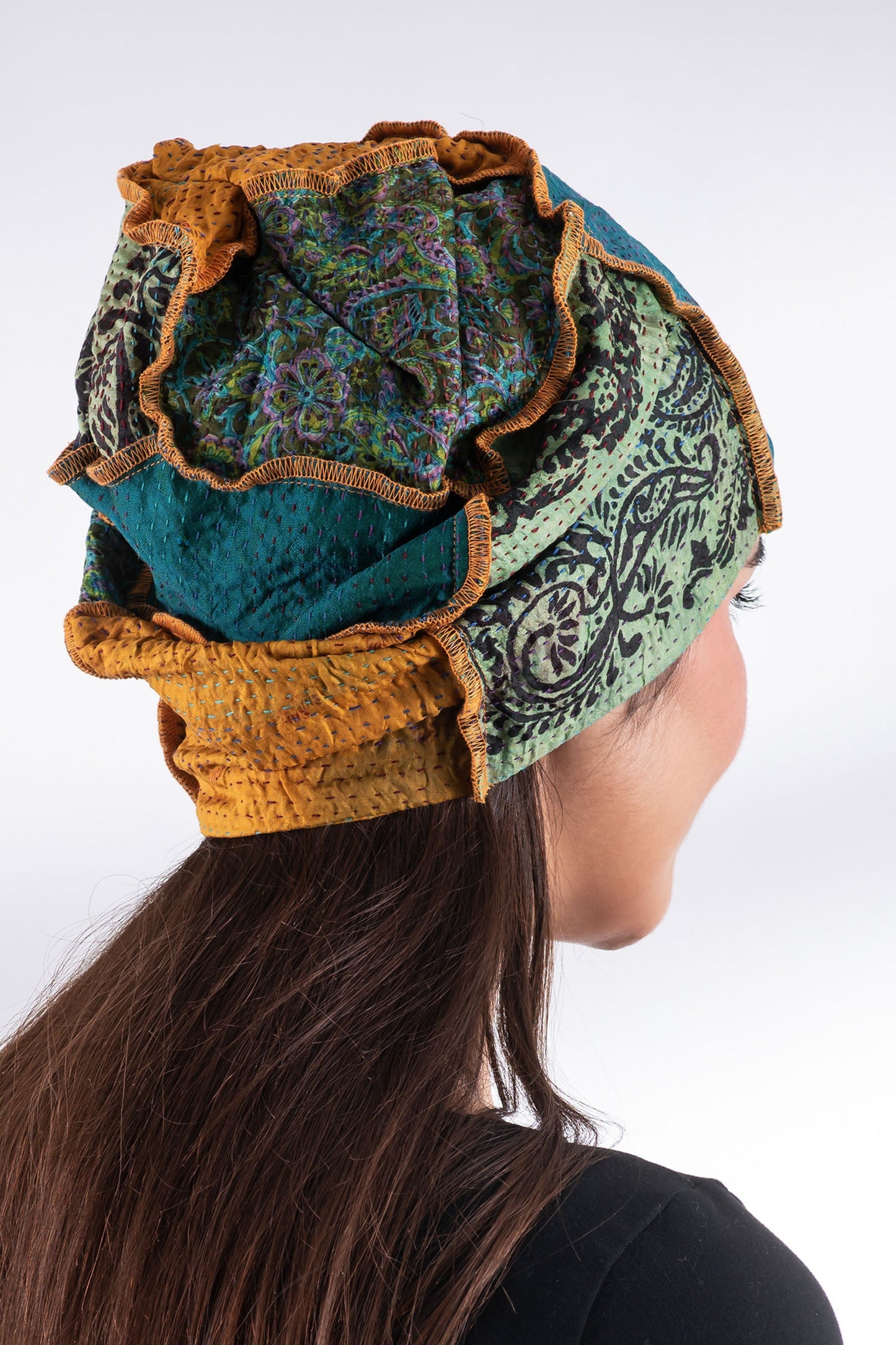 VINTAGE SILK KANTHA PATCHWORK HAT