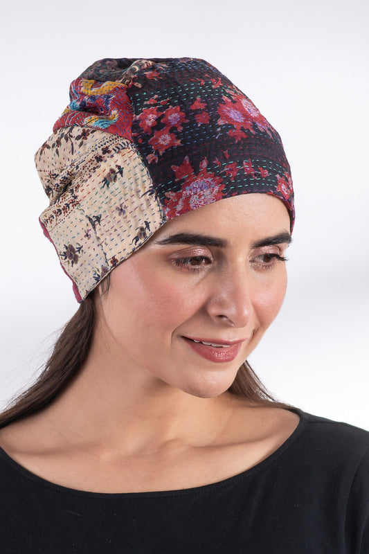 VINTAGE SILK KANTHA PATCHWORK HAT