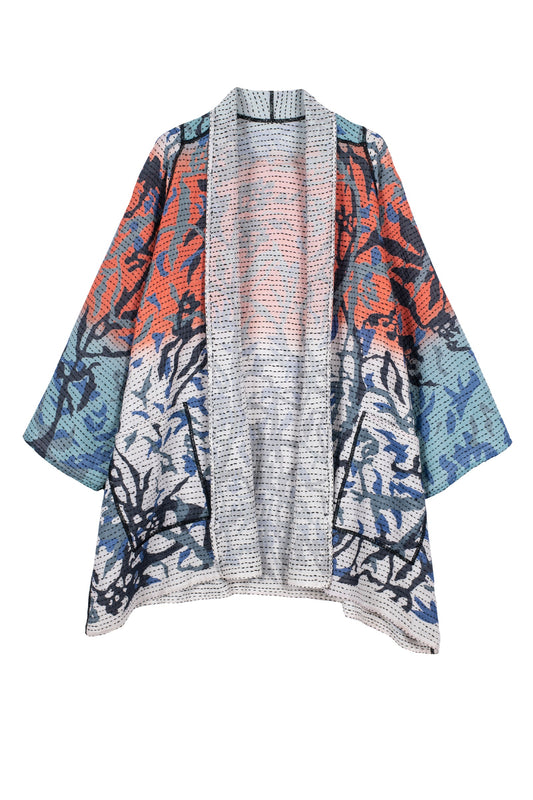 SUMMER BREEZE PRINT KANTHA A-LINE JKT