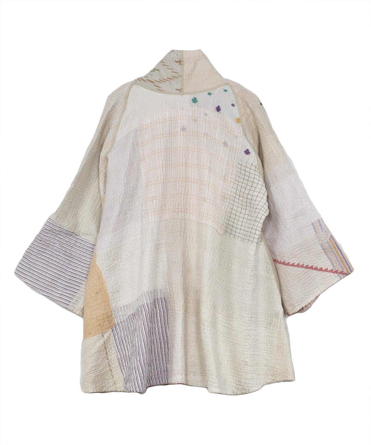 FRAYED PATCH MIX KANTHA KIMONO JKT