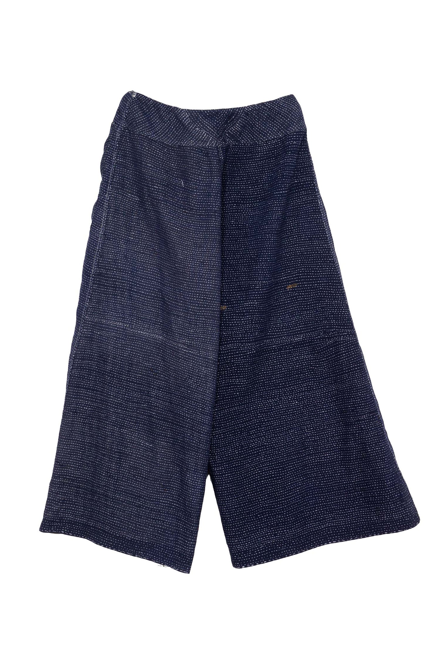 INDONESIAN PRINT VINTAGE INDIGO BACKING KANTHA FRONT WRAP PANTS