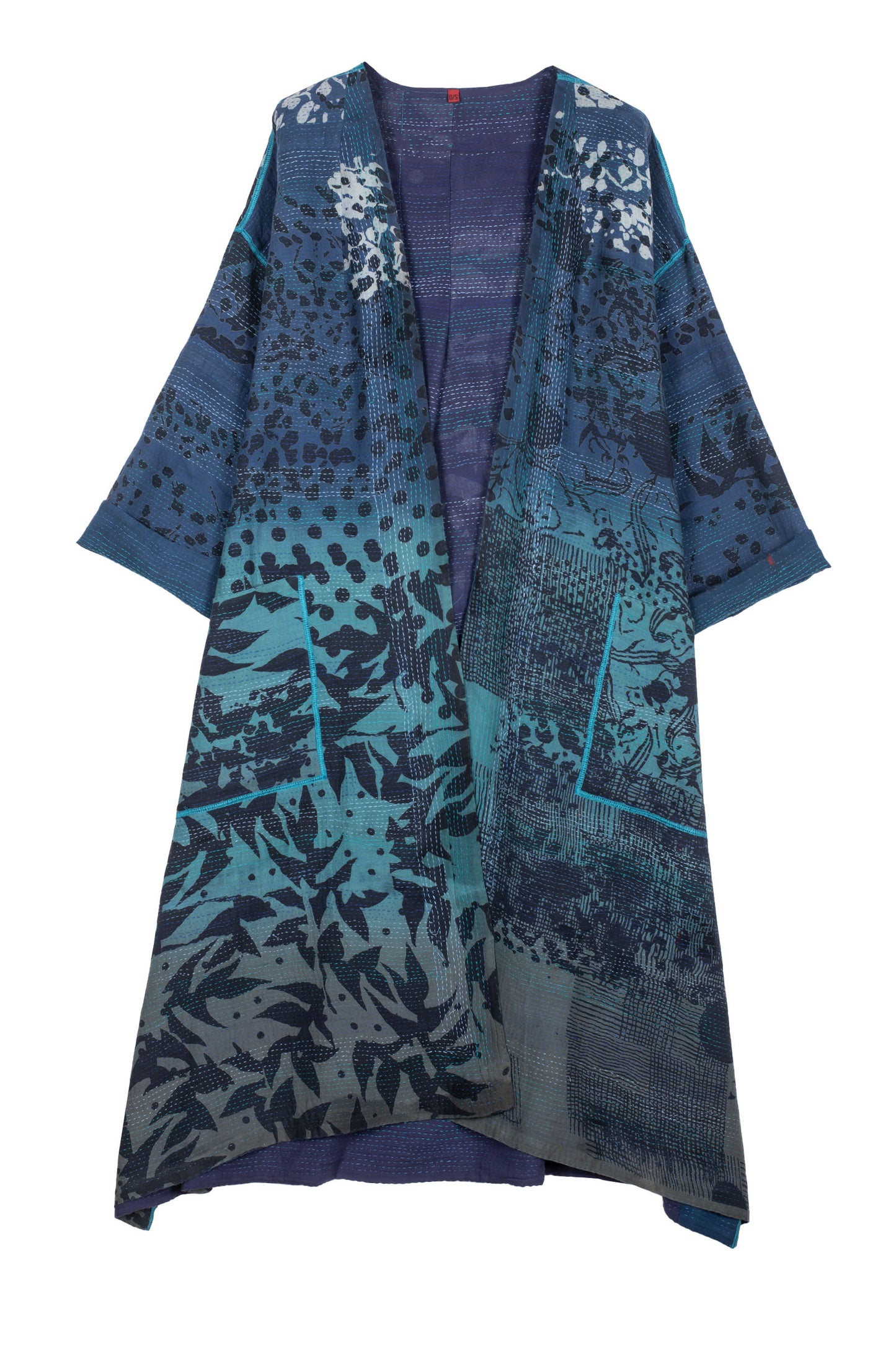 MONOTONE TWILIGHT PRINT KANTHA LONG DUSTER