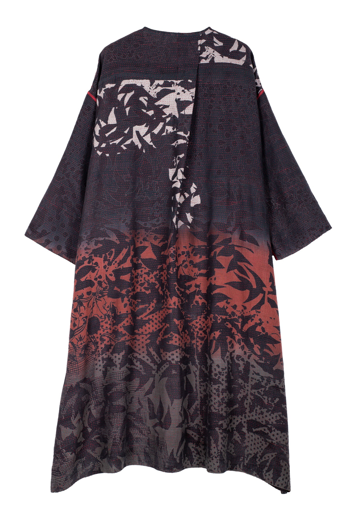 MONOTONE TWILIGHT PRINT KANTHA LONG DUSTER