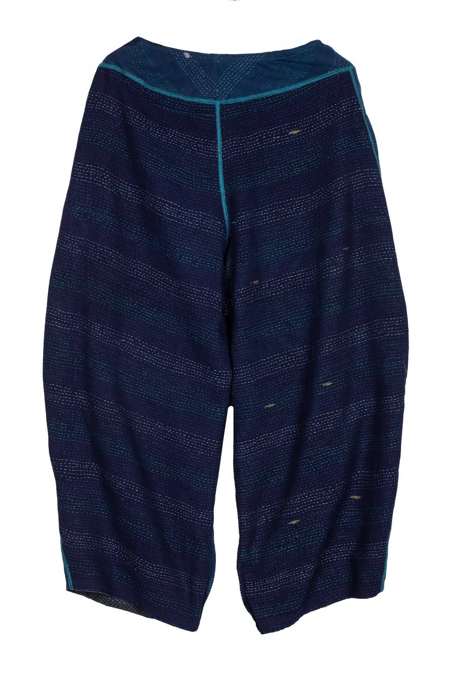 MONOTONE TWILIGHT PRINT KANTHA KNEE TUCKED PANTS