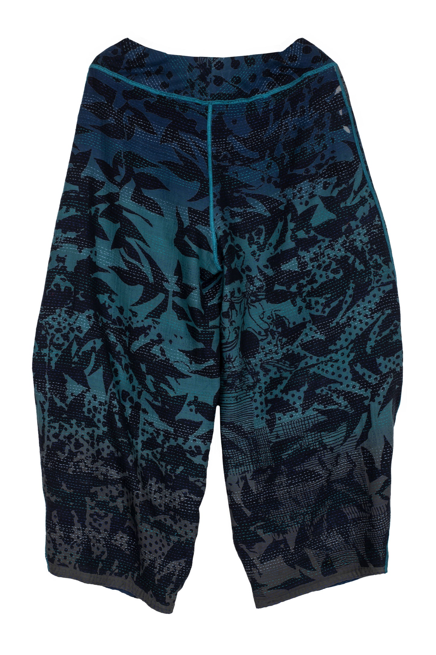 MONOTONE TWILIGHT PRINT KANTHA KNEE TUCKED PANTS