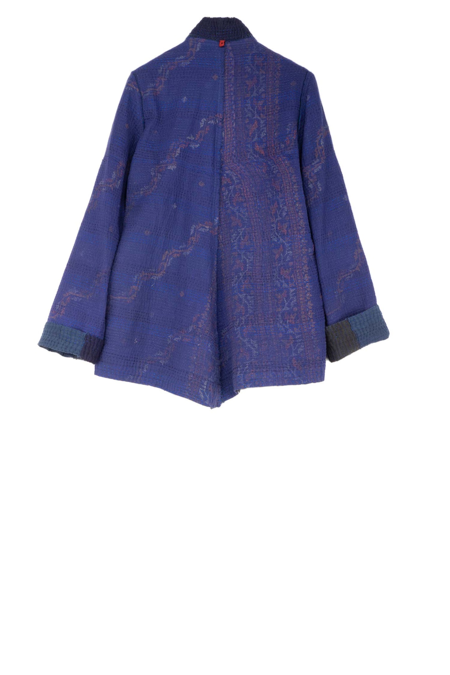 INDIGO WHITE FRAYED PATCH KANTHA SIMPLE JKT