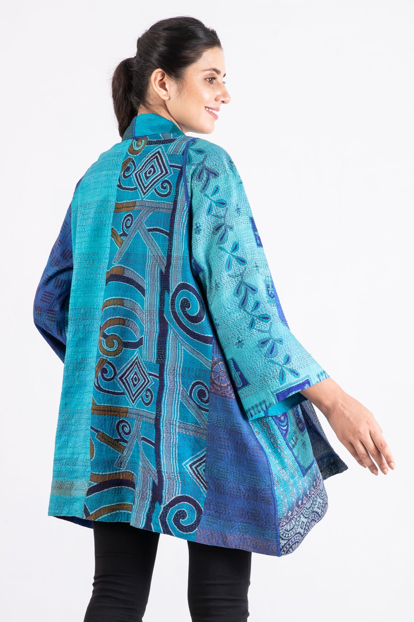 VINTAGE SILK PATCH KANTHA A-LINE JKT