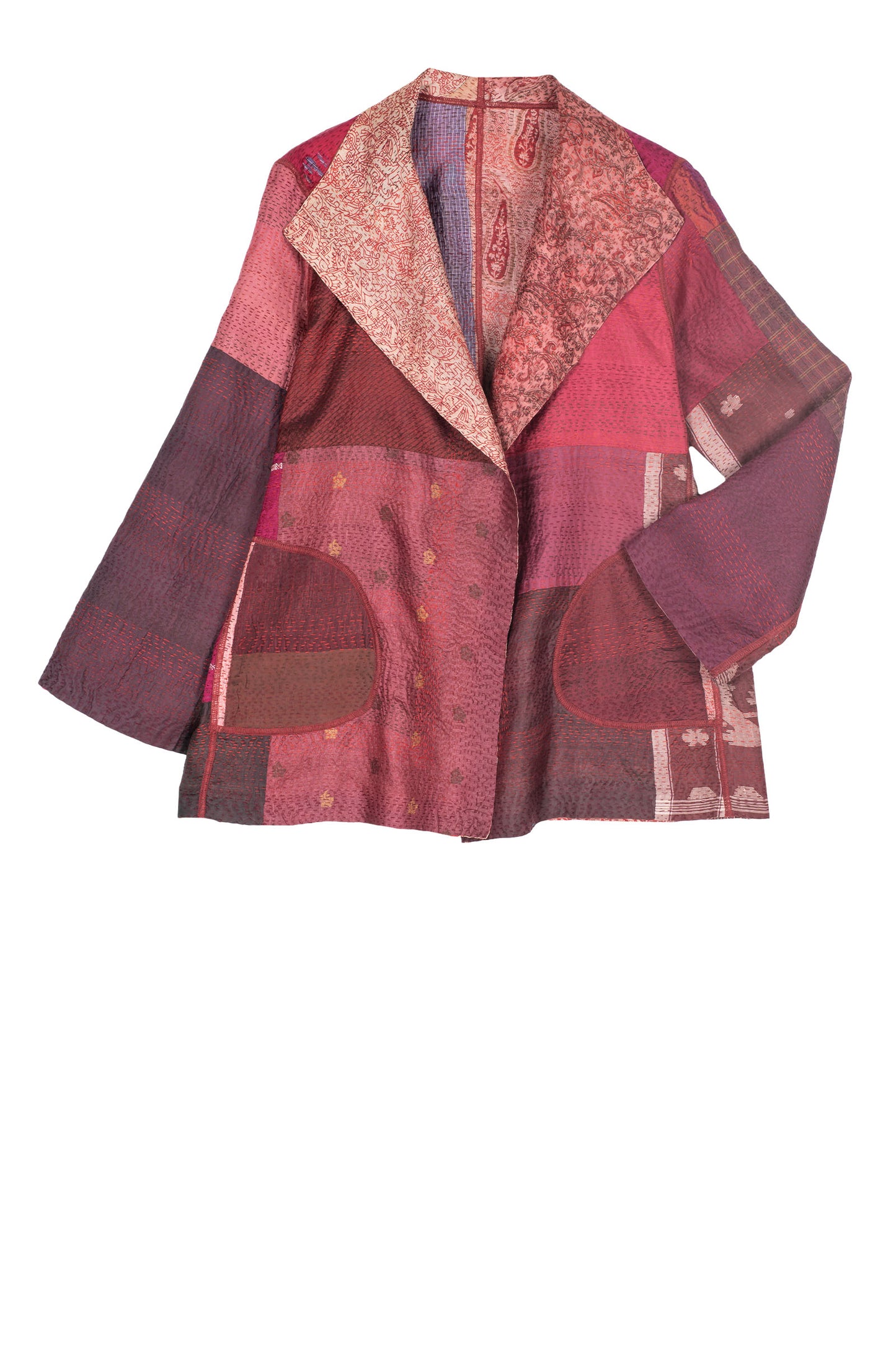 VINTAGE SILK PATCH KANTHA SHORT JACKET