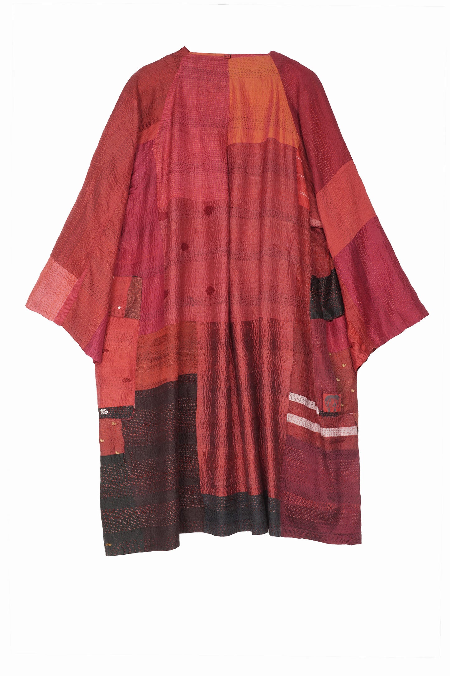 VINTAGE SILK PATCH KANTHA KIMONO DUSTER