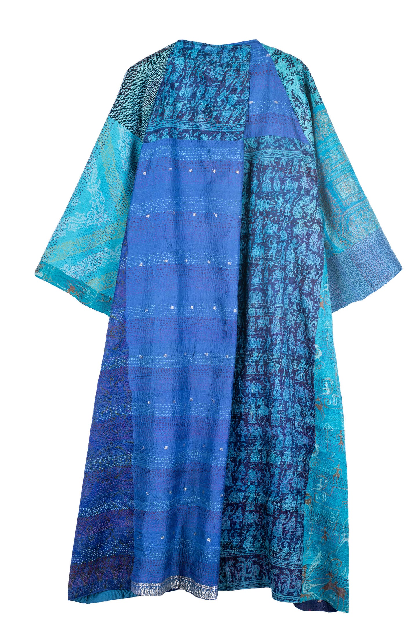 VINTAGE SILK PATCH KANTHA KIMONO MAXI